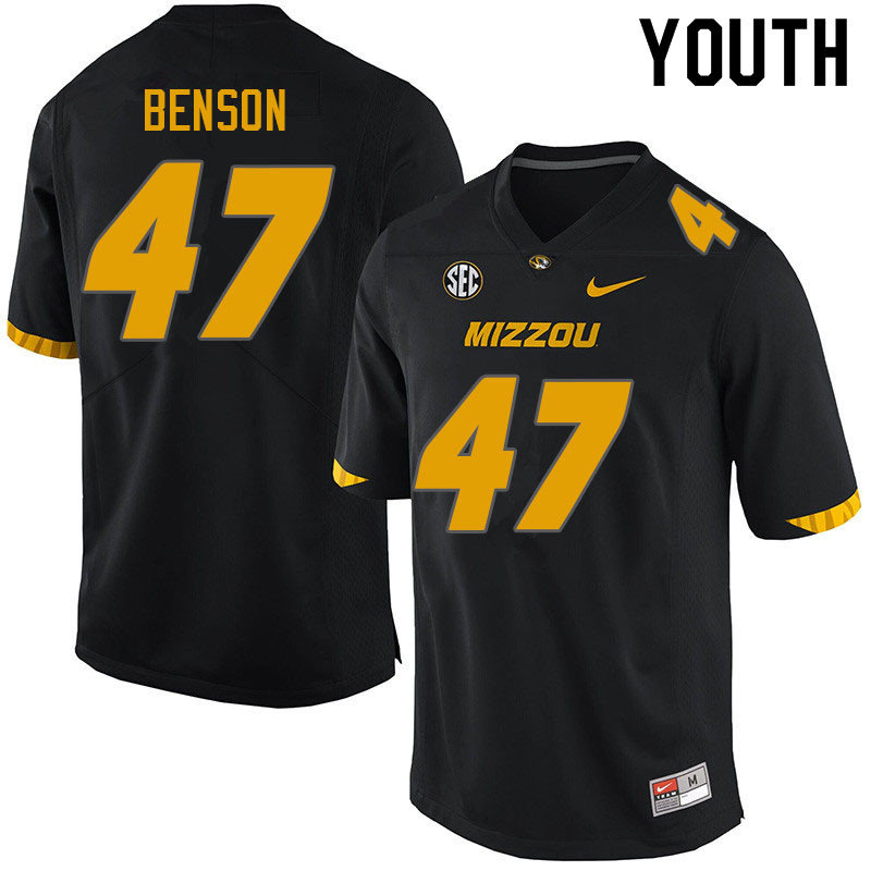 Youth #47 Stephen Benson Missouri Tigers College Football Jerseys Sale-Black - Click Image to Close